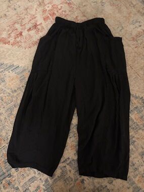 Free People Black Wide-Leg Drawstring Pants